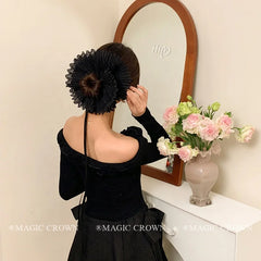 Women French Vintage Hair Ties Adjustable Ribbon Scrunchy Graceful Fashion Hair Rope Minimalistic for Office Use Hair Accessory