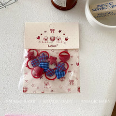 Fashion Heart Shaped Plaid Scrunchies for Baby Girls Mini Simple Sweet Cute Hair Ties for Kids Child Hair Accessories in Stock