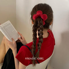 Sweet Cute Flower Shaped Fashion Scrunchies for Girls Chic Solid Color Classic Hair Ties for Women Ladies Hair Accessories