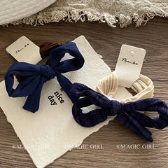 Fashion Trendy Bowknot Solid Color Scrunchies for Girls Sweet Simple Elegant Hair Ties for Women Ladies Hair Accessories Chic