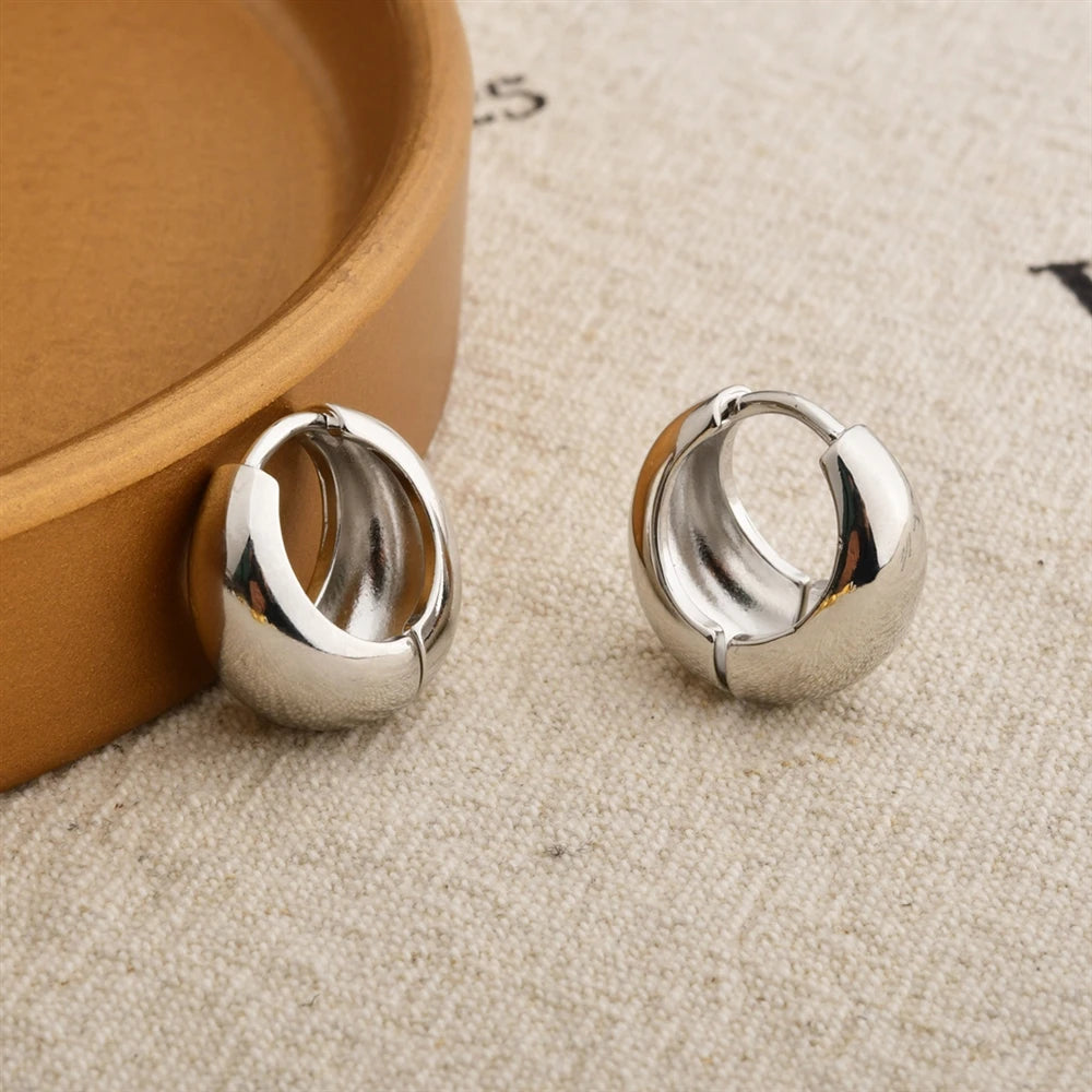 Korean Style Ins Round Matte Hoop Earrings Copper Plated Minimalist Solid Color Earrings Women's Simple Ear Jewelry Accessory