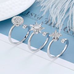 Women's Zircon Flower Rotating Rings Adjustable Stress-relieving Fashionable Ring Men's Unisex Hot Sale Accessories Wholesale