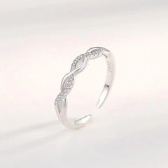 Women's Twisted Open Rings Adjustable Minimalist Band with Zirconia Elegant Fashion Jewelry Gift Wholesale Accessories Hot Mujer