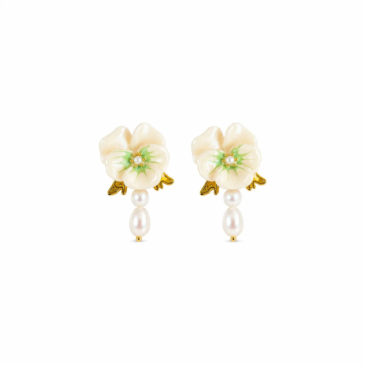 Female Blue Green Flower Shape Freshwater Pearl Earring Elegant Sweet Fashion Factory Price in Stock Jewelry for Women Causal
