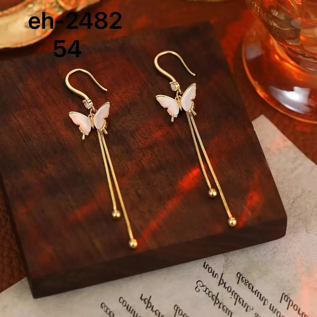 Female Flower Heart Butterfly Slim Small Dangle Earring Fashion Elegant Sweet Wholesale Bulk Order Jewelry Accessories for Daily