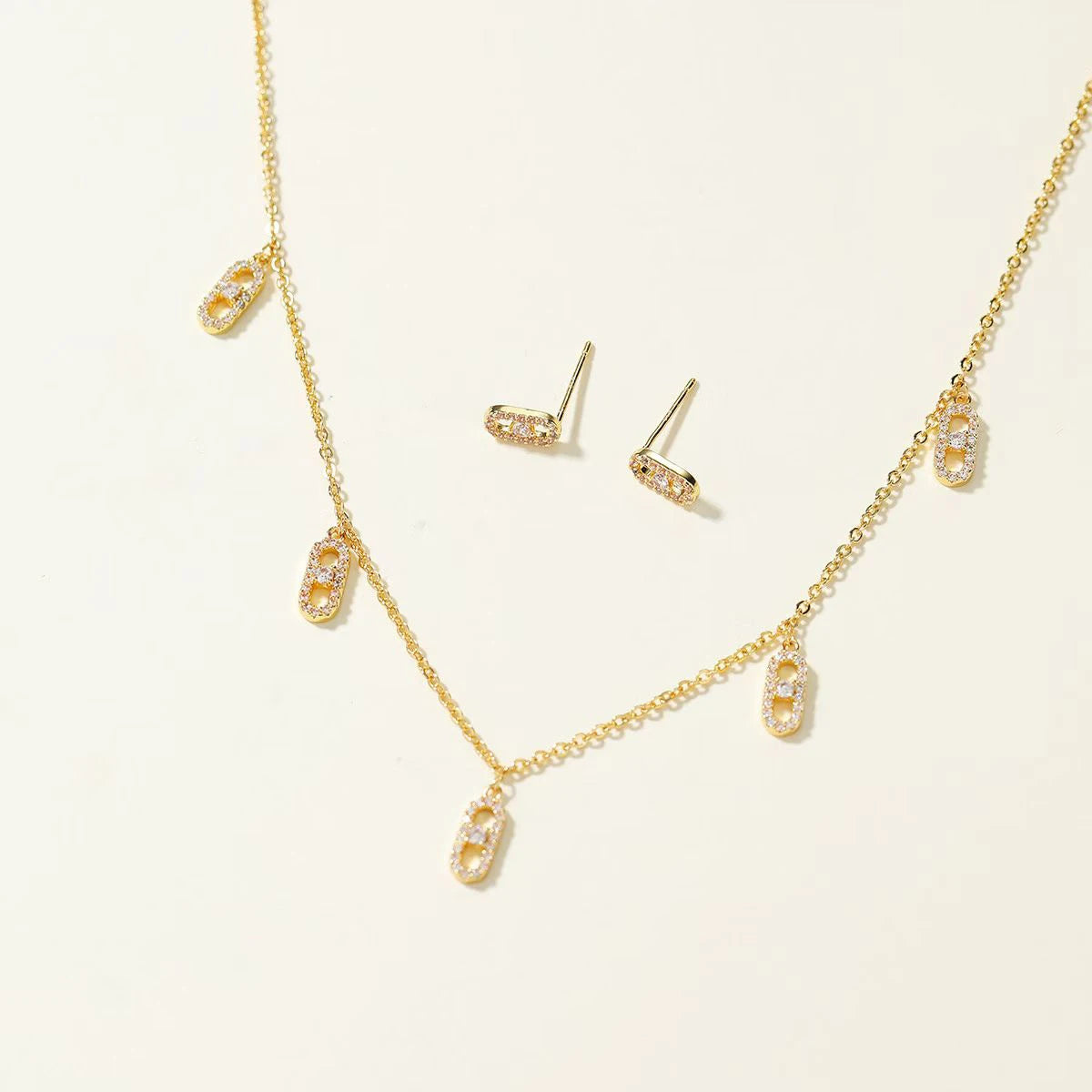 Fashion Trendy Elegant Charms Necklaces for Girls Sweet Stud Earrings Jewelry Sets for Women Ladies Accessories Chinese Supplier