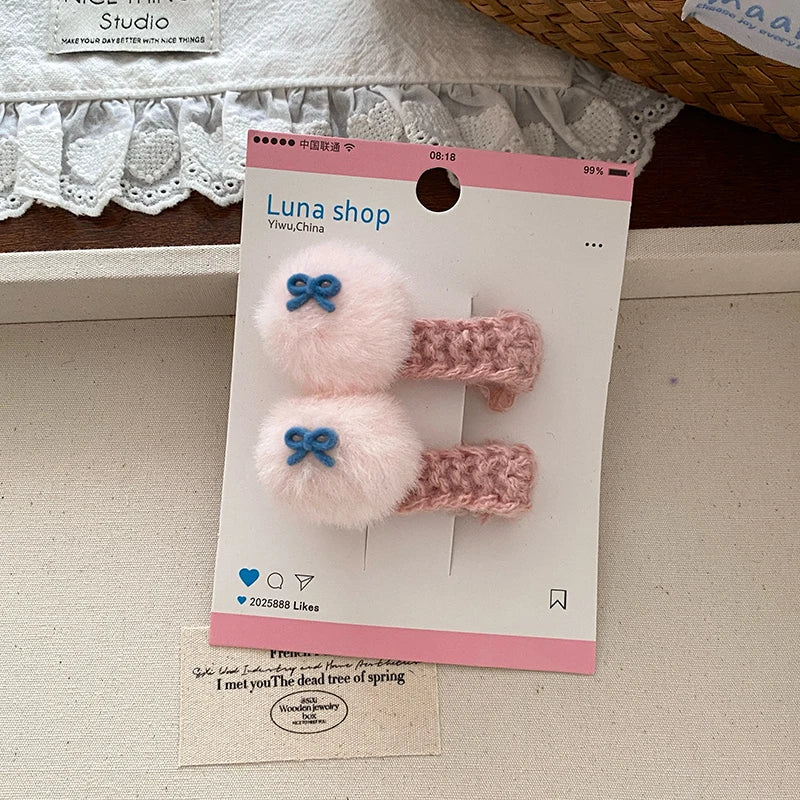 Pink Classic Solid Color Hair Clips for Baby Girls Cute Princess Style Alligators for Kids Children Hair Accessories Bowknot