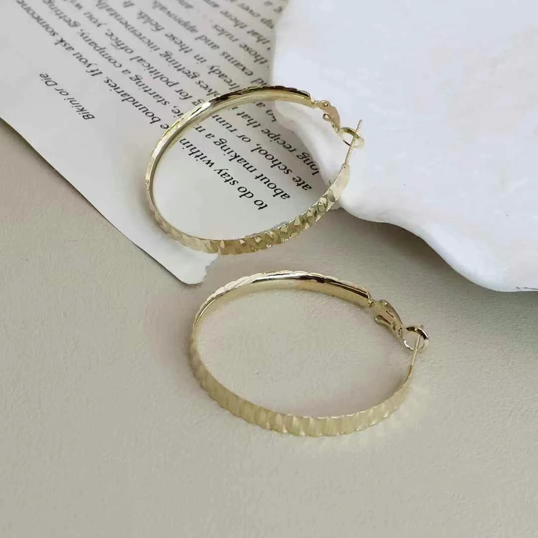 Ladies High Quality Circle Shape Large Hoop Earring Fashion Sparking Glitter Luxurious Dainty Bulk Jewelry Accessories for Daily
