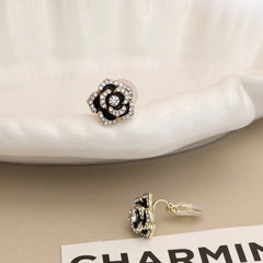 Female Creative Design Rose Flower Mini Clip-On Earring Fashion Elegant Charms Luxurious Bulk Order Jewelry Accessory for Daily