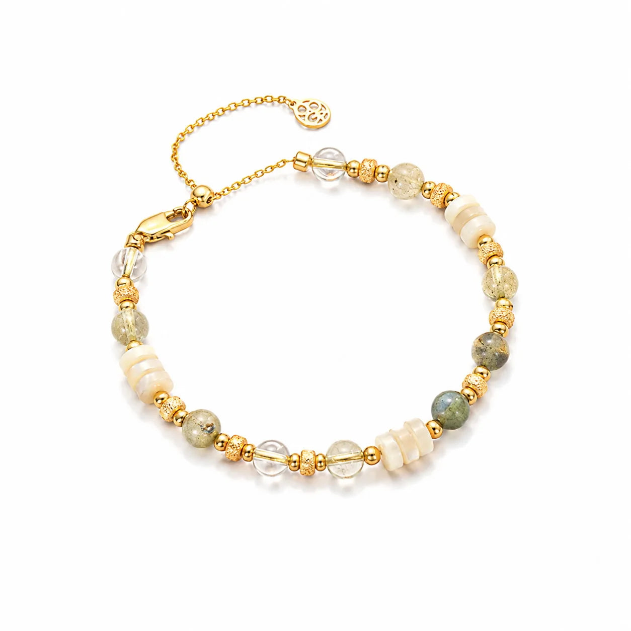 Fashion Natural Stone Mother of Pearl Beads Bracelets for Girls 18K Gold Plated Jewelry for Women Ladies Accessories Wholesale