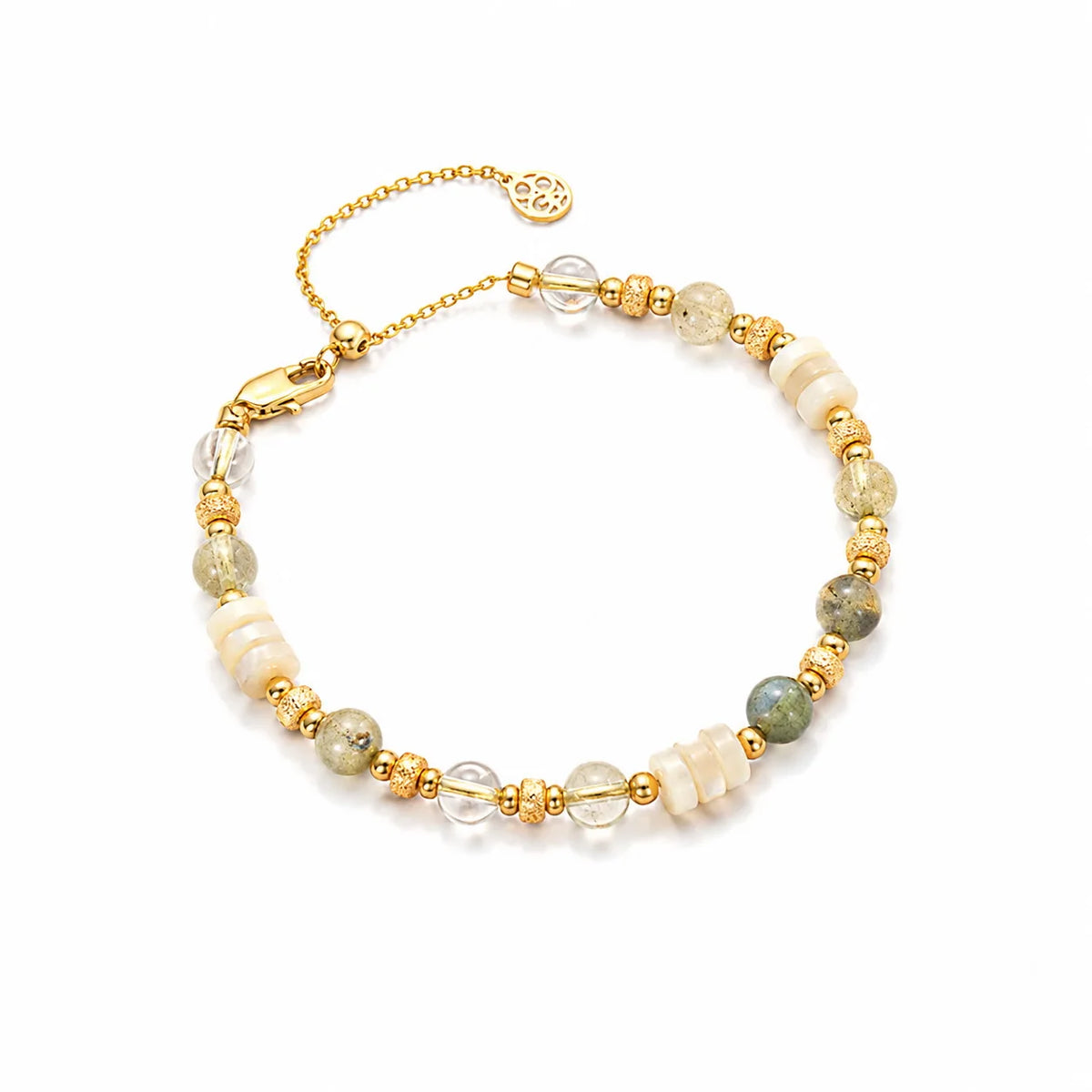 Fashion Natural Stone Mother of Pearl Beads Bracelets for Girls 18K Gold Plated Jewelry for Women Ladies Accessories Wholesale