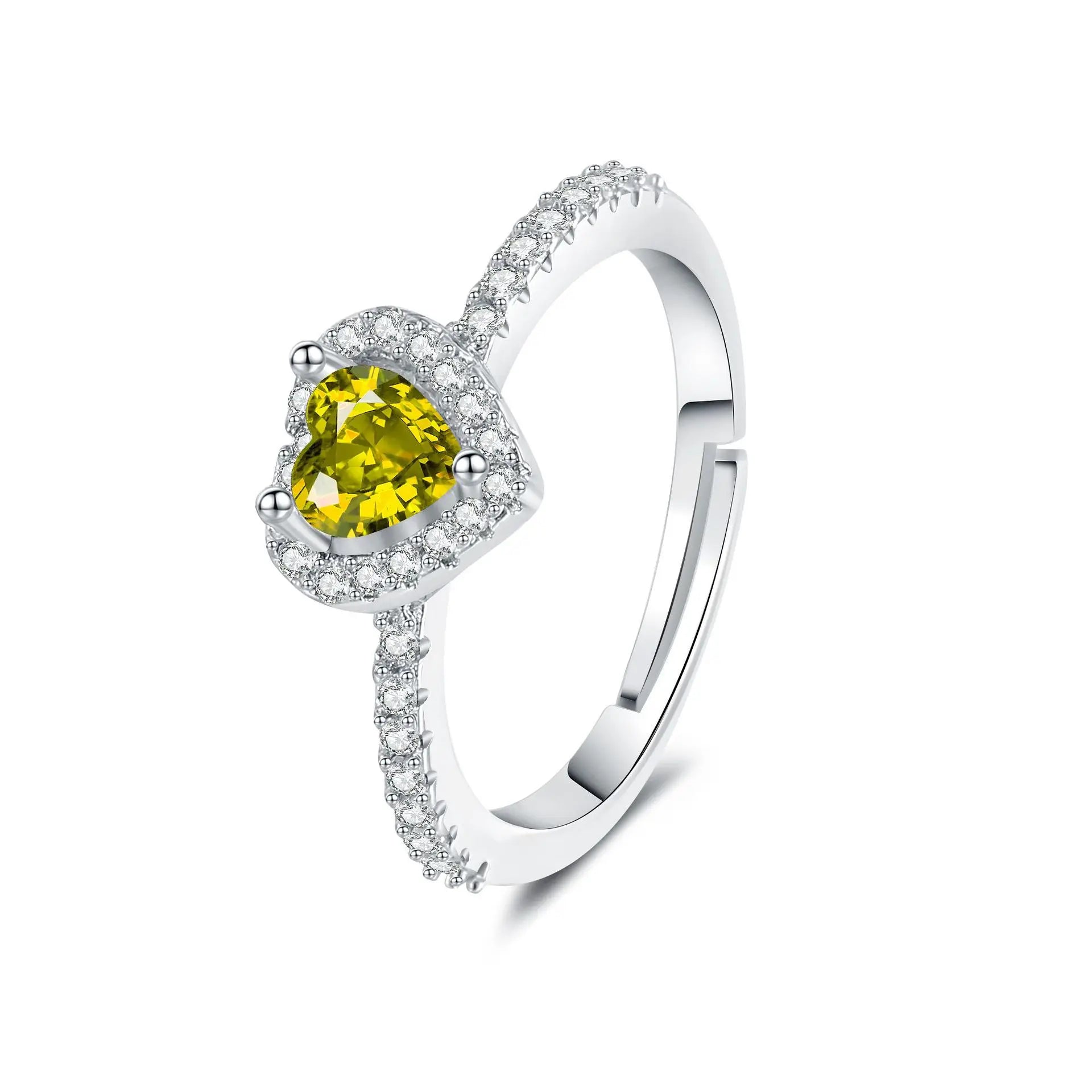 Shining Colorful Heart-shaped Ring Women's Classic Fashionable Zircon Jewelry Ring Romantic Wedding Gift Accessory Hot Sale Bulk