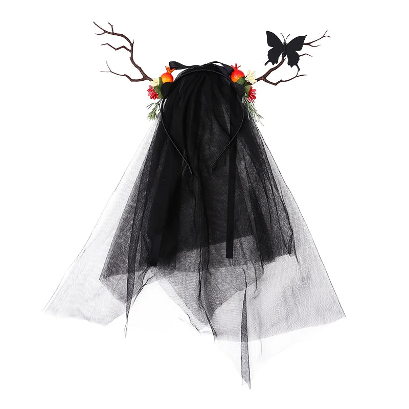 Halloween Headband for Kids Deadwood Butterfly Spooky Nature Hairband Children Costume Party Hair Accessories Trick or Treat