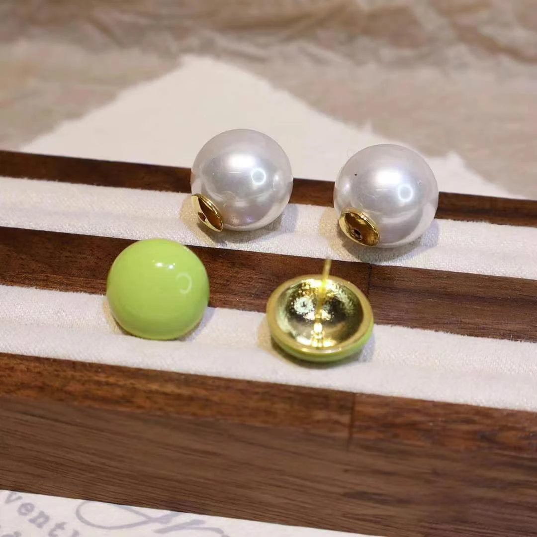 Simple Fashion Trendy Chic Imitation Pearl Stud Earrings for Girls Candy Color Classic Jewellry for Women Ladies Accessories
