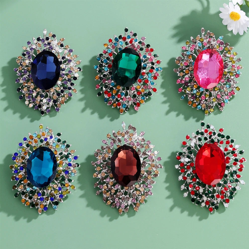 Fashion Glitter Rhinestone Vintage Luxury Brooches for Girls Sweet Elegant Pins Jewelry for Women Ladies Accessories Hot Sale
