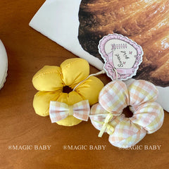 Chic Stylish Hair Ties for Baby Girls Cute Sweet Flower Plaid Scrunchies Fashionable Hair Accessories for Kids and Children