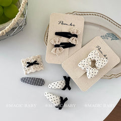 Bowknot Dot Plaid Cute Sweet Hair Clips for Baby Girls Elegant Graceful Kwaii Snap Clips for Kids Hair Accessories Children