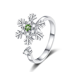 Zircon-encrusted Snowflake Rotating Rings Fashion Sweet High-end Ring Christmas Gift for Women Accessory Wholesale Hot Sale