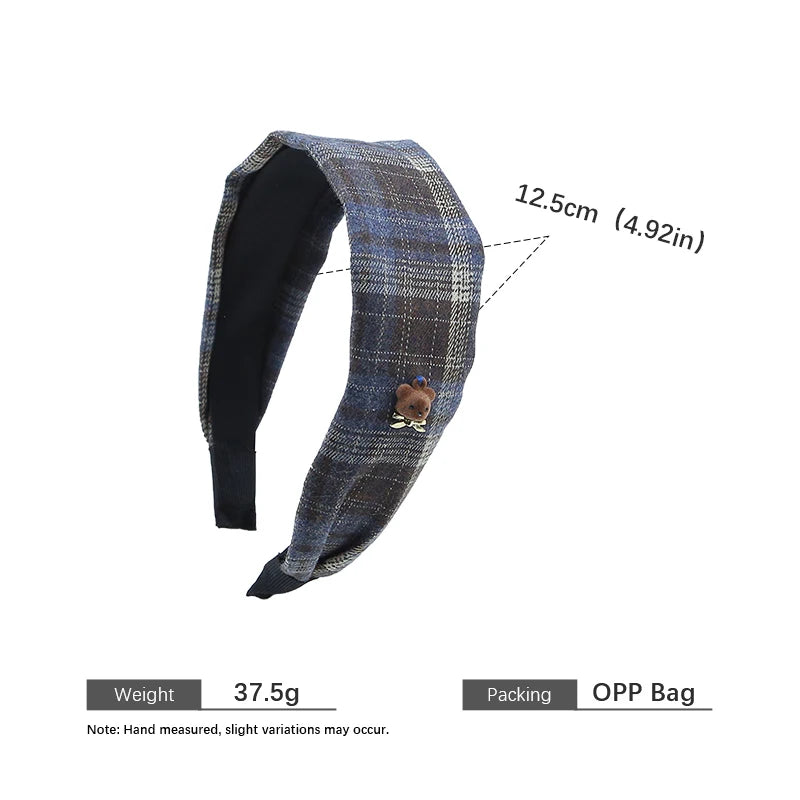 Fashion Trendy Plaid Head Band for Girls Elegent Simple Vintage Hair Band for Women Ladies Hair Accessories Female in Stock