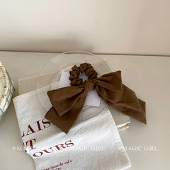 Solid Color Simple Bowknot Scrunchies for Girls Classic French Style Elegant Hair Ties for Women Ladies Hair Accessories Chic