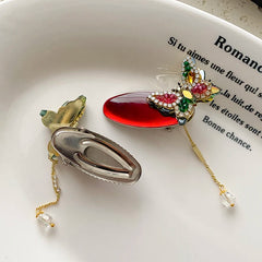 Women's Chic Elegant Alloy Hairpins Clamp Accessories Butterfly Pendant Red Small Alligator Clips for Parties-Chic Fashion