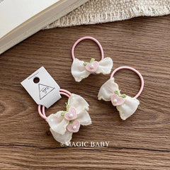 Girly Aesthetic Bowknot Heart Small Scrunchies Sweet Cute Fashion Wholesale in Stock Hair Ties for Daily Stage Travelling Use
