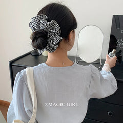 Classic Black White Plaid Simple Scrunchies for Girls Chic Fashion Trendy Vintage Hair Ties for Women Ladies Hair Accessories