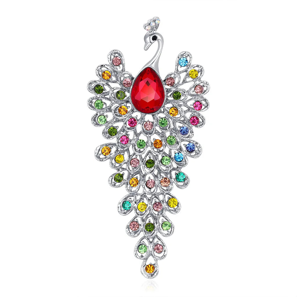 Fashion Glitter Rhinestone Peacock Animals Brooches for Girls Sweet Trendy Pins Jewelry for Women Ladies Accessories Wholesale