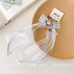 Sweet Ribbon Flower High Elastic Scrunchies for Baby Girls Cute Fashion Hair Ties for Kids Children Hair Accessories in Stock