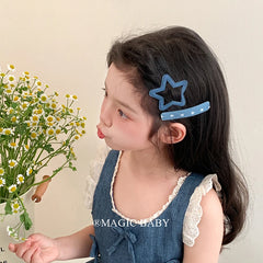 Denim Solid Color Star Simple Hair Clips for Baby Girls Minimalistic Snap Clips for Kids Children Teen Hair Accessories in Stock