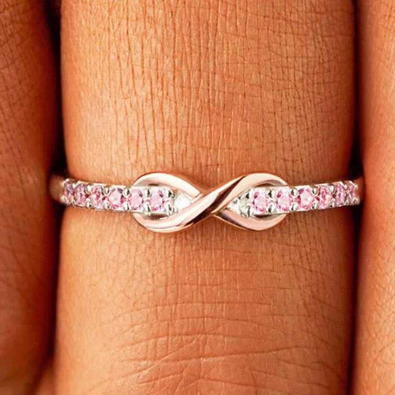 Hot Mujer Lucky 8-shaped Zirconium Ring Women's Fashionable Simple Style Customizable Rings Affordable Luxury Jewelry Accessory