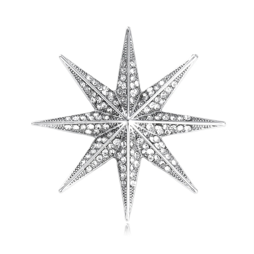Fashion Simple Glitter Sparkle Star Brooches for Girls Elegant Minimalistic Trendy Jewelry for Women Lady Accessories Wholesale