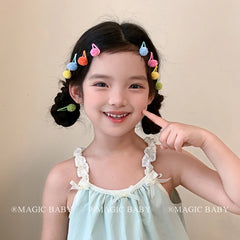 Mini Cute Kawaii Ball Hair Clips for Baby Girls Simple Snap Hair Accessories Solid Candy Color Sweet Style Alloy Fabric
