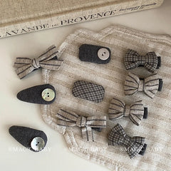 Fashion Bowknot Plaid Stripe Button Hair Clips for Baby Girls Cute Trendy Snap Clips for Kids Children Hair Accessories in Stock