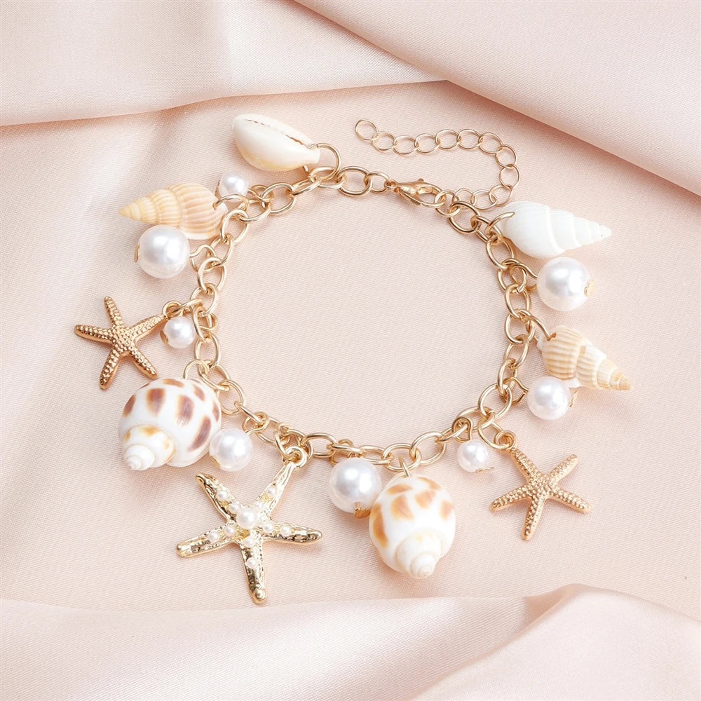 Fashion Trendy Sea Star Boho Stylish Bracelets for Girls Sweet Elegant Bold Dainty Jewellry for Women Ladies Accessories Chic