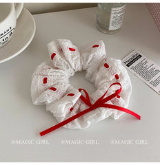 Red Bowknot Ribbon Hair Ties for Women Adjustable High Quality Fashion Stunning Scrunchies for Daily Use Cute Hair Accessories