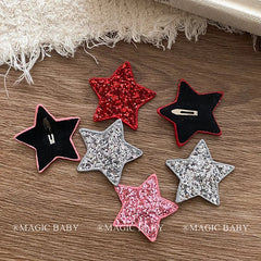 Solid Color Glitter Alloy Hair Clips for Kids Cute 5cm Snap Hair Accessories Fashionable and Sweet for Baby Girls Teens