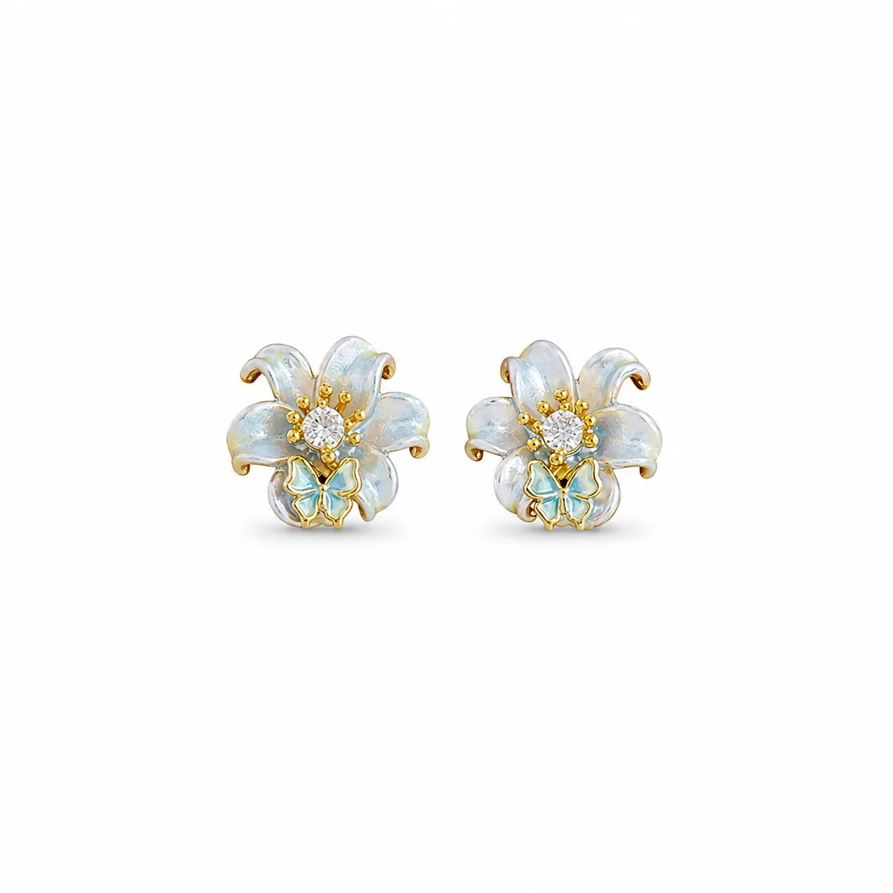 Women Flower 0.03cm Imitation Pearl Necklace Freshwater Pearl Pendant 18k Gold-plated S925 Silver Zircon in Stock Daily Earring