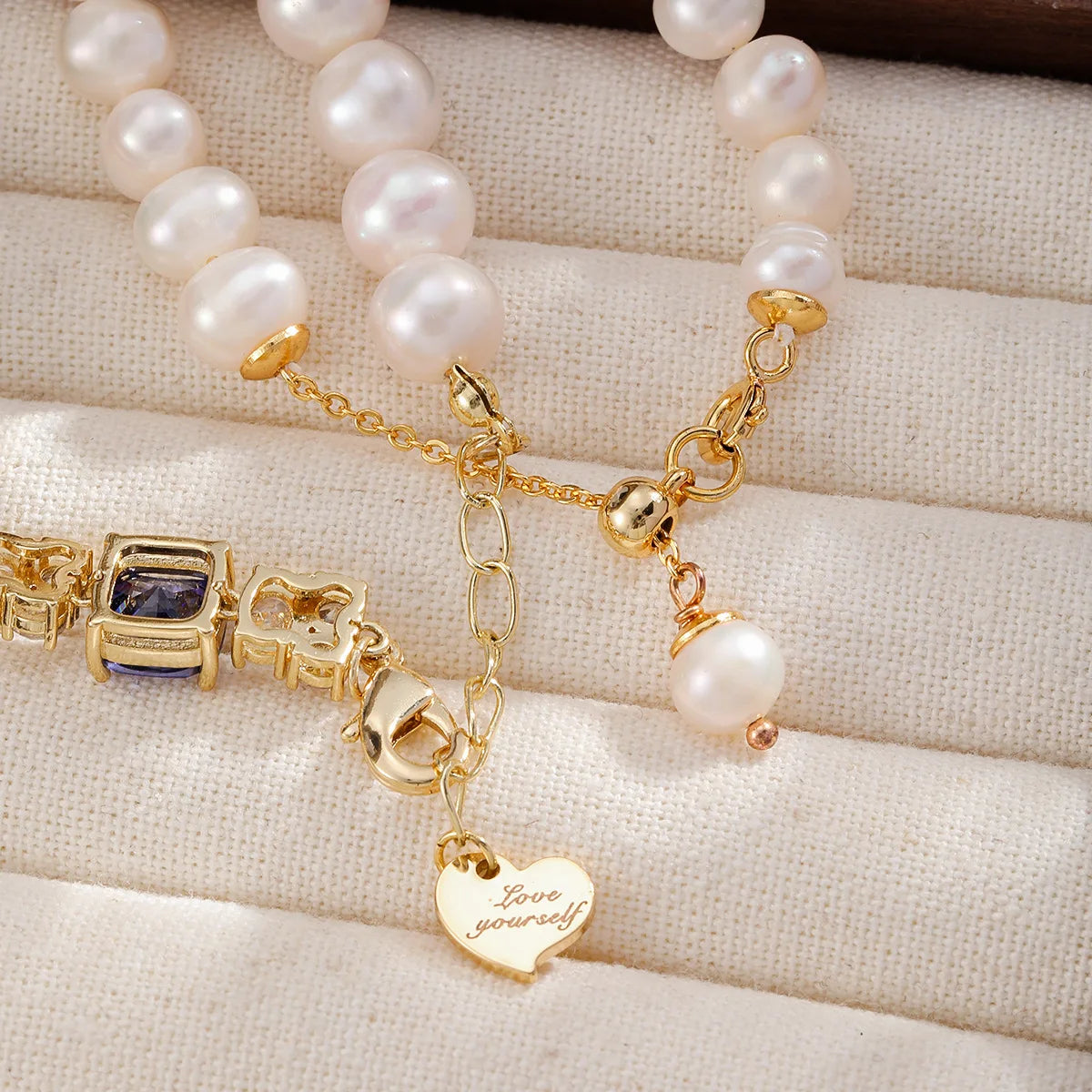 Fashion Freshwater Pearl Cubic Zirconia Glitter Bracelets for Girls Sweet Classic Jewelry for Women Ladies Wholesale Bulk
