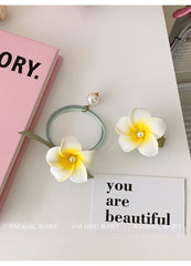 Sweet Cute Flower Hair Clips for Kids Teens Imitation Pearl Fashion Alligators Alloy Plastic Hair Accessories for Party Stock