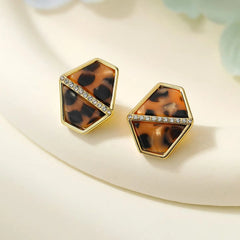 Fashion Sweet Glitter Rhinestone Leopard Stud Earrings for Girls Trendy Elegant Art Deco Jewelry for Women Ladies Accessories