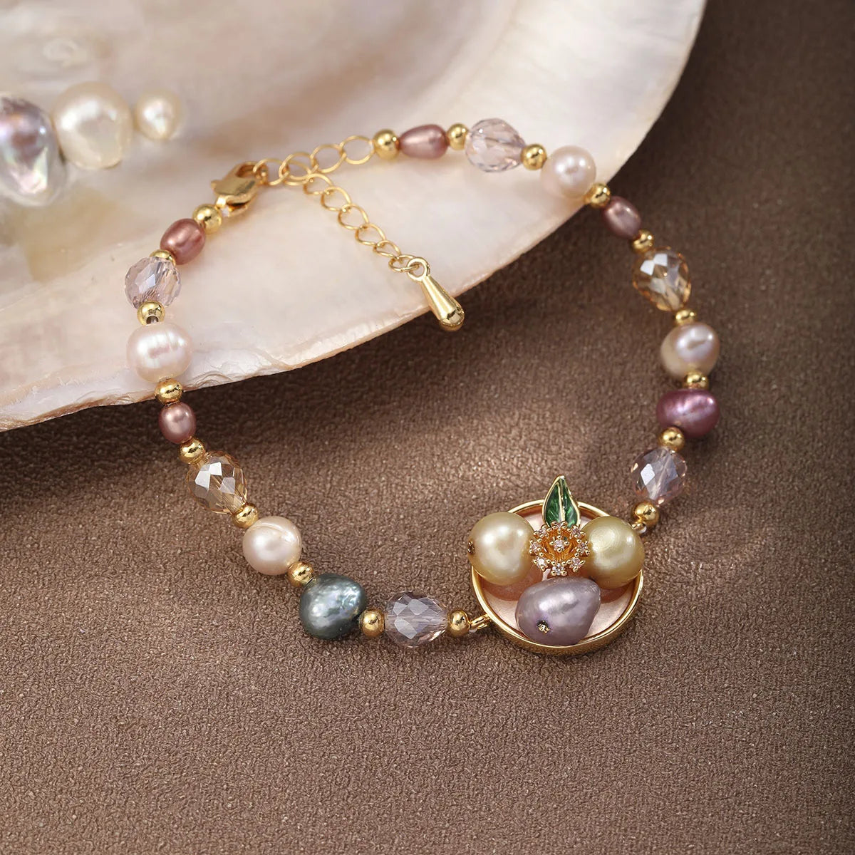 Fashion Freshwater Pearl Glass Crystal Flower Bracelets for Girls Trendy Jewelry for Women Ladies Wholesale China Factory