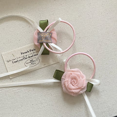 Fashion Flower Ribbon Scrunchies for Baby Girls Sweet Cute Elegant Hair Ties for Kids Children Teens Hair Accessories in Stock