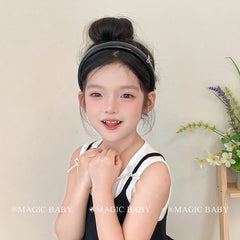 Kids Solid Color Bowknot Wide Headbands Trendy Beauty Cool Wholesale in Stock Hairbands Accessories for Children Daily School