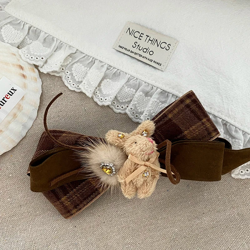 Fashion Cute Animals Plaid Bowknot Hair Clips for Girls Sweet Elegant Barrettes for Women Ladies Hair Accessories in Stock
