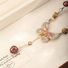 Fashion Natural Stone Butterfly Freshwater Pearl Necklaces for Girls Beads Sweet Jewelry for Women Ladies Wholesale Bulk Low MOQ