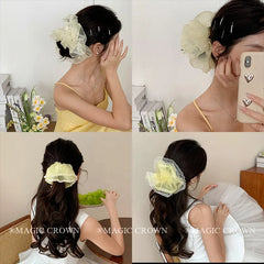 2025 Summer Fresh Pretty Yellow Scrunchies for Girls Fashionable Elegant Hair Ties  Princess Style Hair Accessories Women Cute