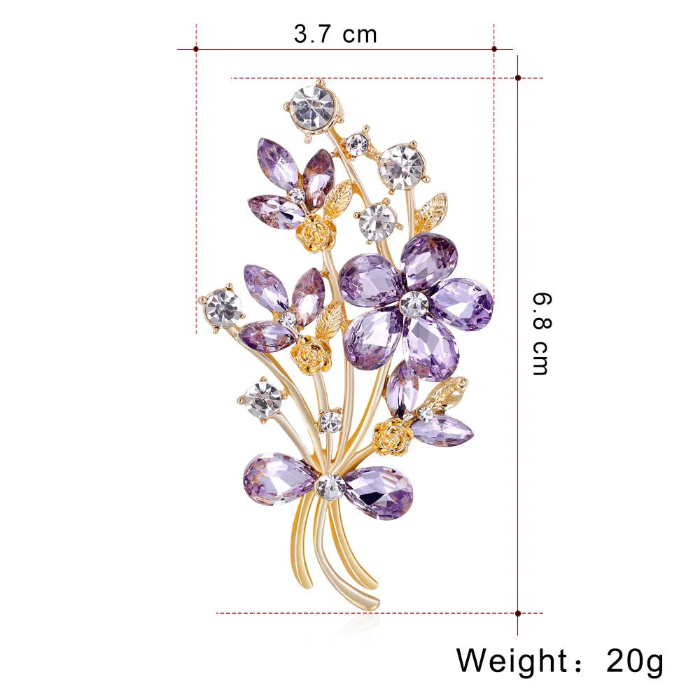Fashion Glitter Rhinestone Sparking Brooches for Girls Sweet Elegant Pins Jewelry for Women Ladies Accessories Wholesale Chic