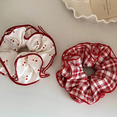 Elegant Cute Sweet Fashion Scrunchies for Baby Girls Plaid Cherry Animals Hair Ties for Kids Children Hair Accessories in Stock