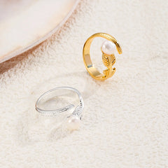 Female White K 18k Gold-plated Freshwater Pearl Rings Fashion Simple Charms Mixed Order Accepted in Stock Jewelry for Women
